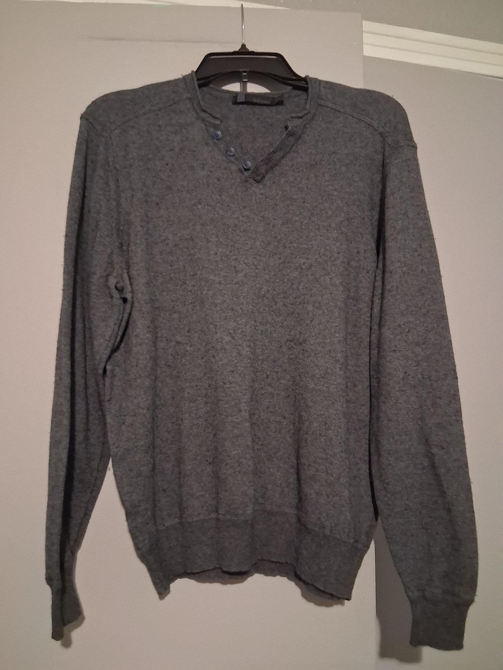 Raffi Shaya Sweater  Gray Wool Cashmere Blend Knit V Neck